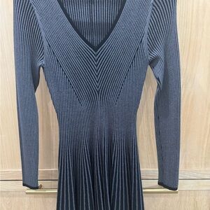 Milly Black and Gray Long Sleeve Knit Dress